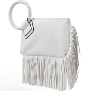 White NGIL Faux Leather Fringe Wristlet‎